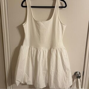 MANGO WHITE A-LINE PUFF DRESS